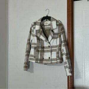 NWOT Plaid Double-Breasted women Jacket size S